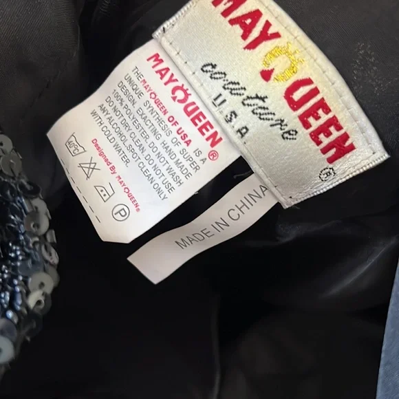 EUC May Queen Black Sequin Mermaid Prom Party Dress sz M/10